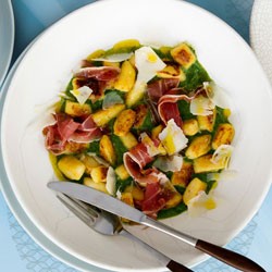 Gnocchi, watercress and prosciutto