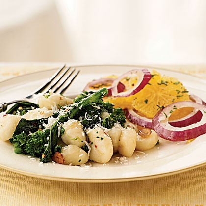Gnocchi with broccoli rabe, caramelized garlic, and Parmesan
