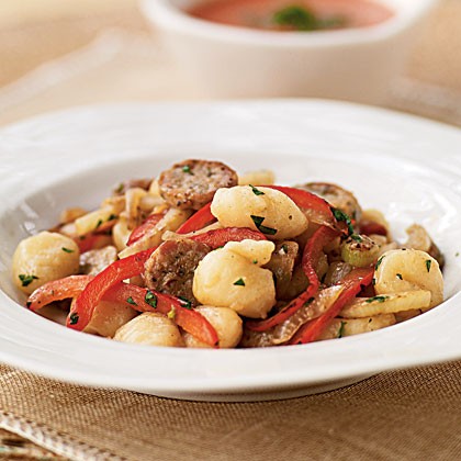 Gnocchi with chicken sausage, bell pepper, and fennel