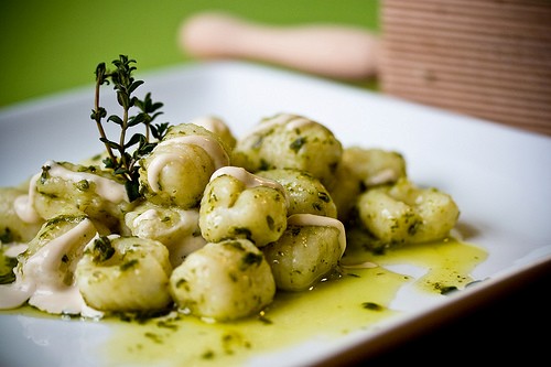 Gnocchi with thyme vinaigrette and lemon cashew cream