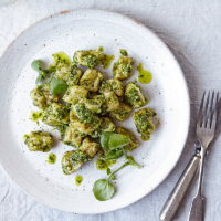 Gnocchi with watercress and hazelnut pesto