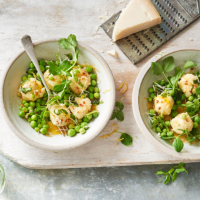 Gnudi, peas, butter and mint