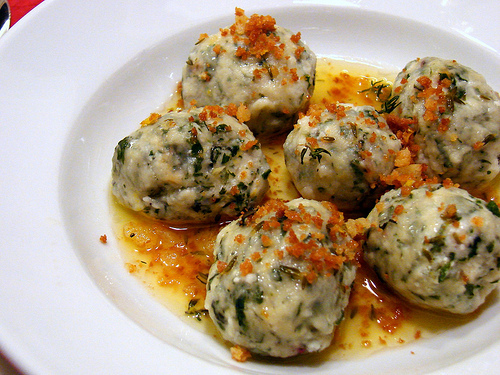 Gnudi with lemon-thyme butter and breadcrumbs