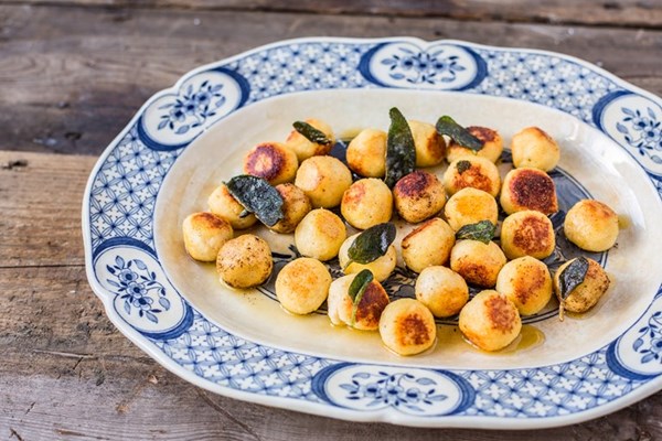 Gnudi with sage and brown butter sauce