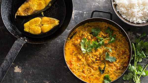 Goan dal with golden fried fish [Matthew Evans]