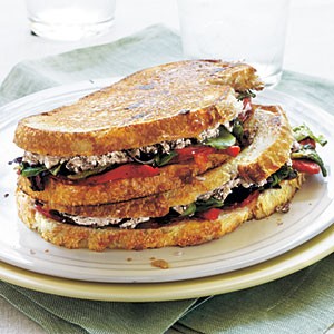 Goat cheese and roasted pepper panini