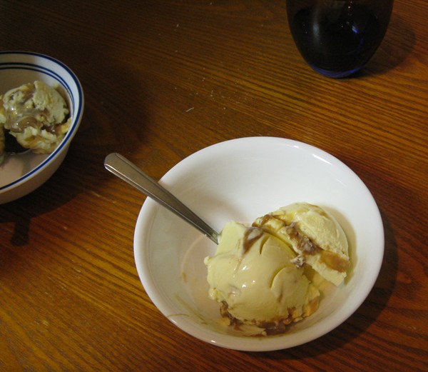 Goat cheese caramel swirl ice cream