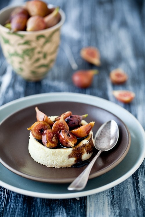 Goat cheese custards with figs & balsamic syrup