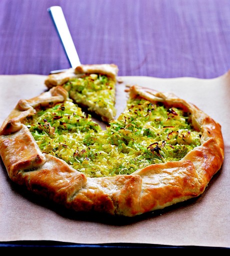 Goat cheese-leek tart