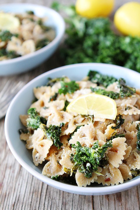 Goat cheese lemon pasta with kale
