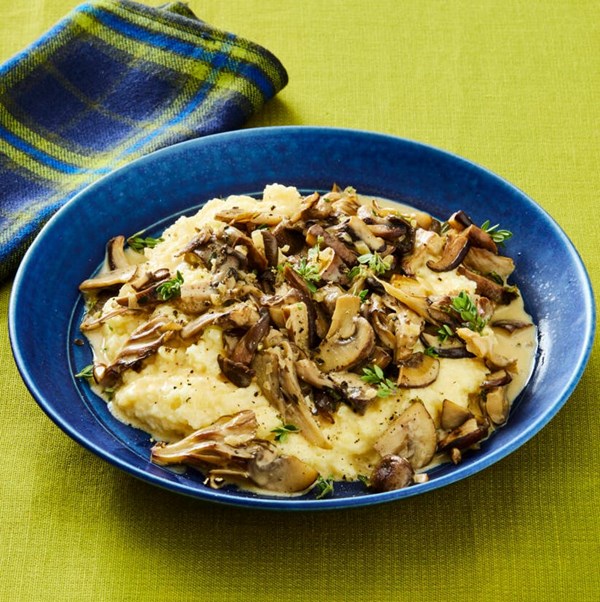 Goat cheese polenta with mushrooms