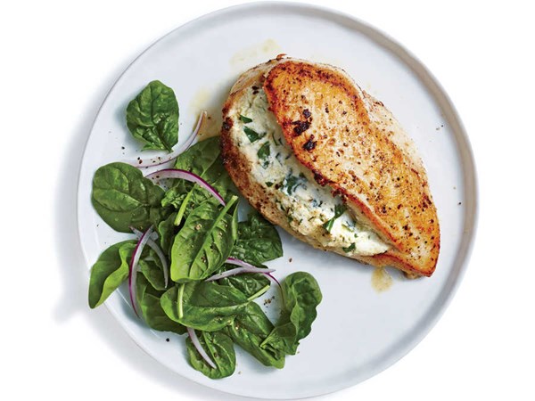 Goat cheese-stuffed chicken