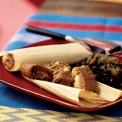 Goat cheese tamales with olives and raisins