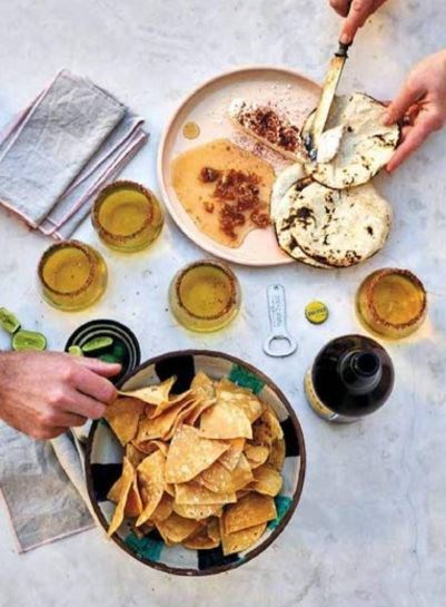 Goat cheese with honeycomb, chipotle, and salt