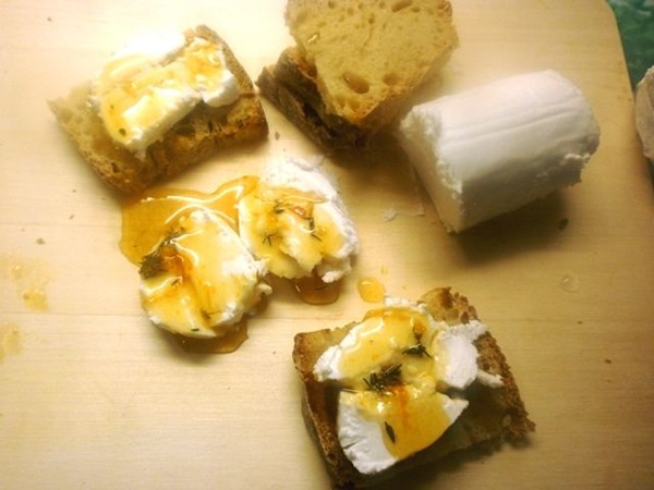 Goat cheese with tangy clementine jam and fresh thyme