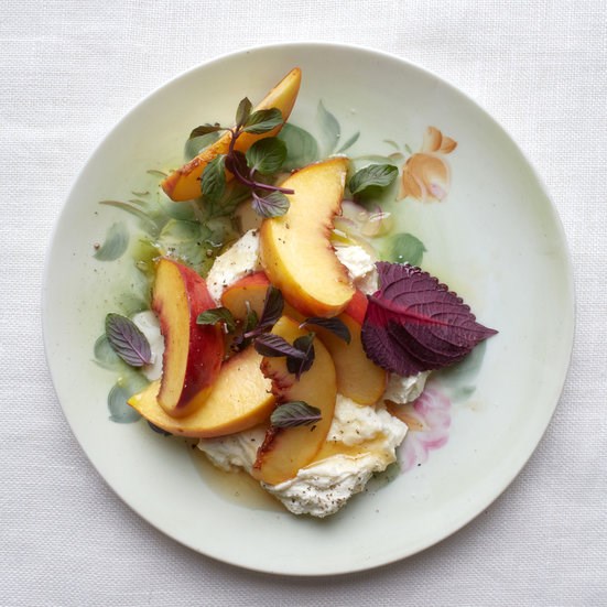 Goat ricotta with peaches