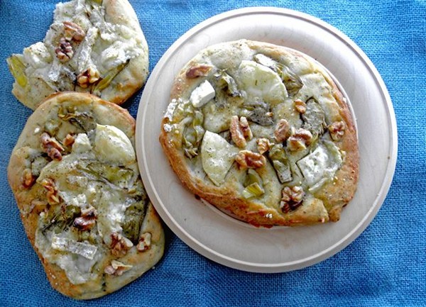 Goat's cheese and charred artichoke flatbreads