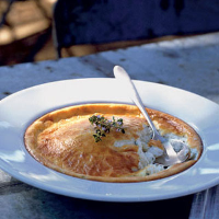 Goat's cheese and lemon thyme souffle