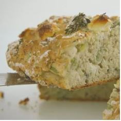Goats' cheese, onion and potato bread with thyme