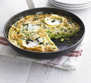 Goat's cheese, pea & bean frittata