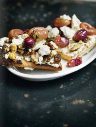 Goat's cheese, roasted grape & walnut bruschette