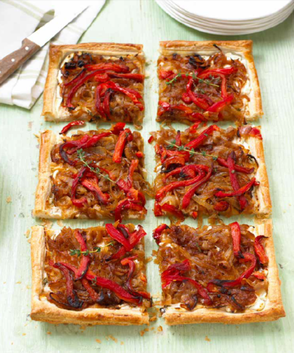 Goat's cheese, thyme, and onion marmalade galette