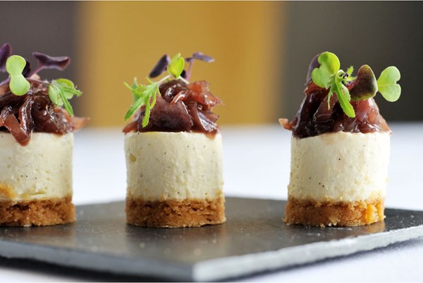 Goat's cheesecake with red onion jam [Simon Hulstone]