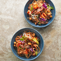 Gochujang beef stir fry with rice noodles