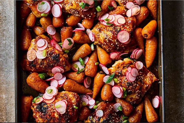 Gochujang chicken & carrot traybake