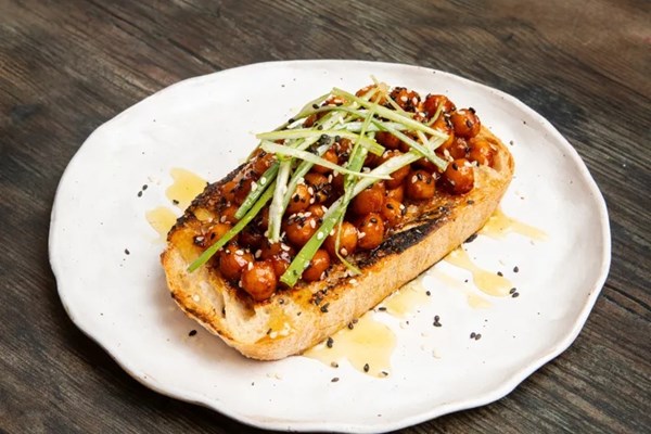 Gochujang-glazed baked chickpeas