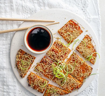 Gochujang prawn toast rice paper pancakes