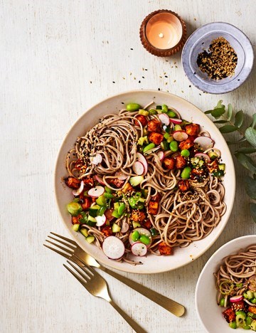 Gochujang roast celeriac noodle bowls