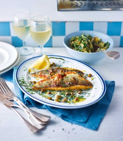 Gökçen Adar’s sea bass with potatoes with Swiss chard