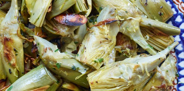 Golden baby artichokes with lemon zest