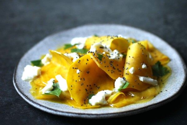 Golden beet and burrata salad with orange poppyseed dressing