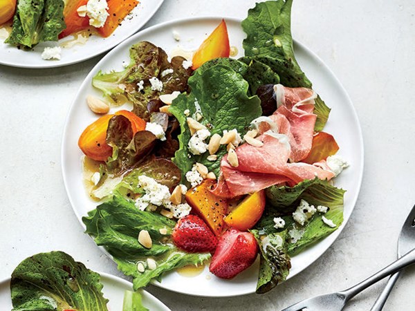 Golden beet and roasted strawberry salad