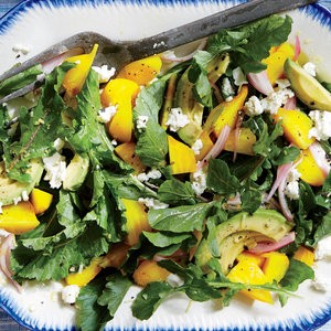 Golden beet salad with avocado and feta
