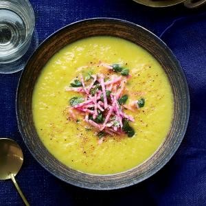 Golden beet soup with toasted grains
