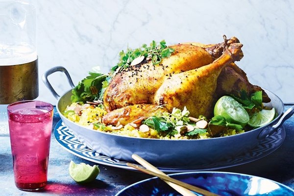 Golden chicken biryani