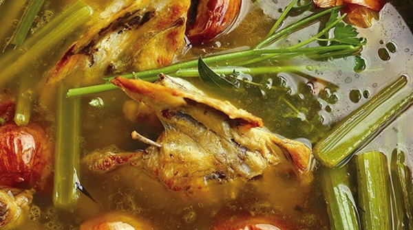 Golden chicken stock