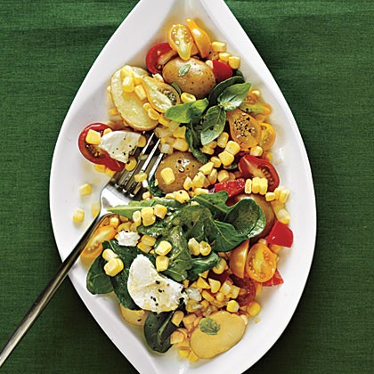 Golden corn salad with fresh basil