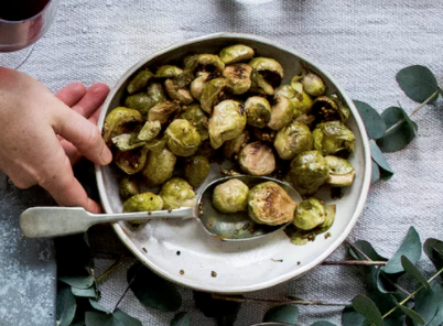 Golden crusted Brussels sprouts