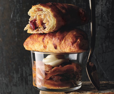 Golden Delicious apple and cheddar turnovers with dried cranberries