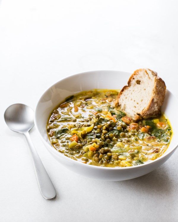 Golden French lentil stew