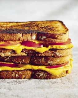 Golden grilled cheese with tomato