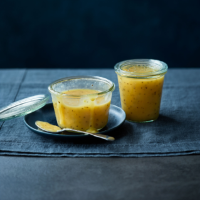 Golden kiwi and lime leaf curd
