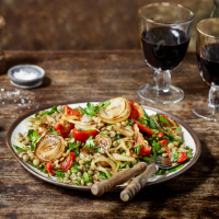 Golden onion and green lentil salad