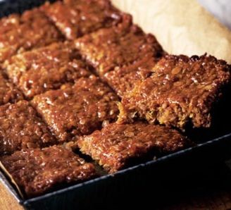 Golden orange and walnut flapjacks