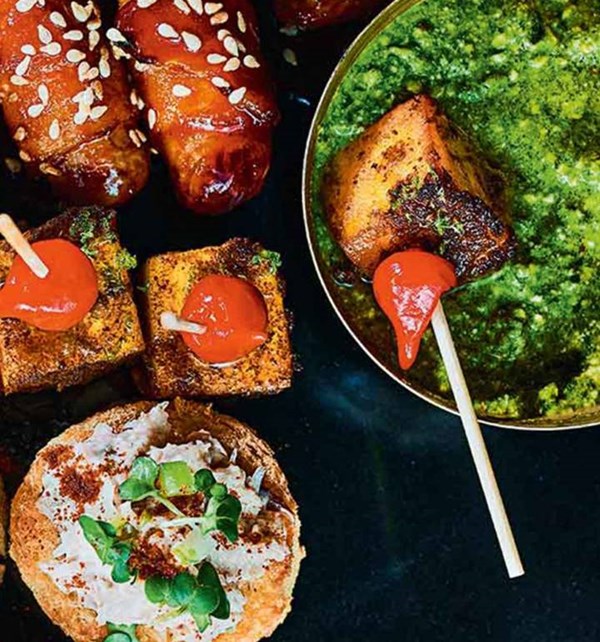 Golden paneer with coriander chutney