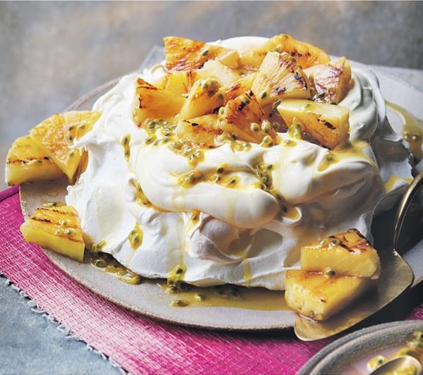 Golden pineapple & passion fruit Pavlova